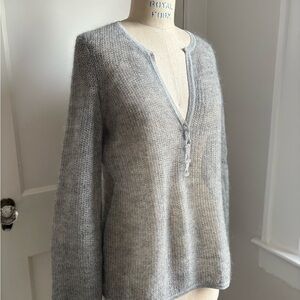 Ann Taylor Silver/Gray Crochet Mohair/Metallic Blend Sweater
